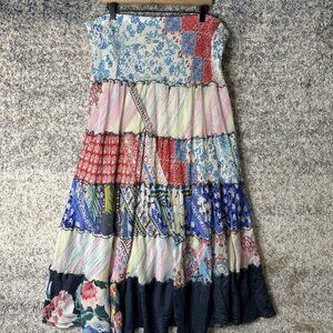Johnny Was Dress Womens Large Boho Patchwork Maxi Tiered Floral Festival